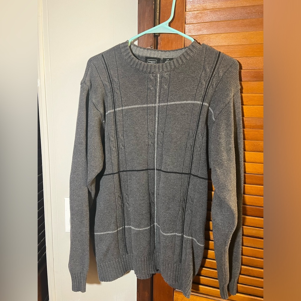 Vintage Hagar Plaid Gray Crew Neck Sweater